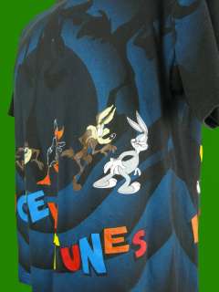 Vtg LOONEY TUNES ALL OVER PRINT T SHIRT Bugs Taz Marvin L  