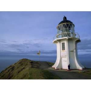 Lighthouse and Sign at Cape Reinga, Northland, North Island, New 