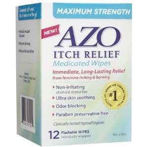  AZO Itch Relief Medicated Wipes 12 ct. (Quantity of 5 