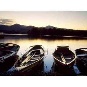  Boats Moored Beside Derwent Water at Dusk, Lake District 