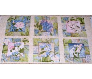 Hydrangea Radiance Floral Roses Quilt top Panel Fabric Cotton 