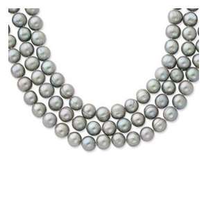  Sterling Silver 8 8.5mm FW Cult. Pearl Grey Necklace 