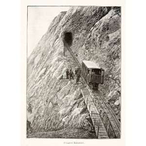   Alps Switzerland Mountain Tunnel   Original In Text Wood Engraving