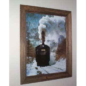   in Snow Picture Print in Rope trimmed Pine Wood Frame 
