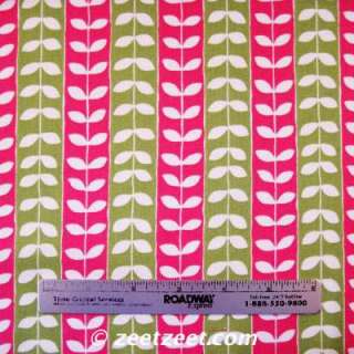 Robert Kaufman Mingle LEAFY STRIPE Pink Green Fabric /Y  