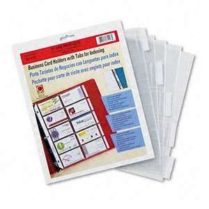  Business Card Pages with Tabs, 20 Cards/Page, Clear, 5 