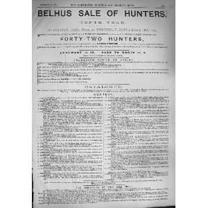    1884 Advertisement Belhus Sale Hunters Horses Essex