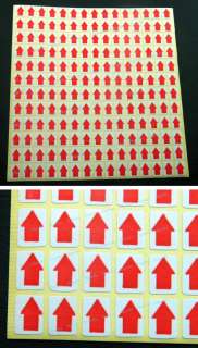 RED Arrow Label Sticker Rectangle paper white Direction  