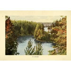  1908 Print Pungaharju Finland Landscape River Pine Trees Forest 