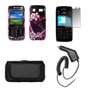 Blackberry Pearl 3G 9100 Premium Black Leather Carrying Pouch+Heart 