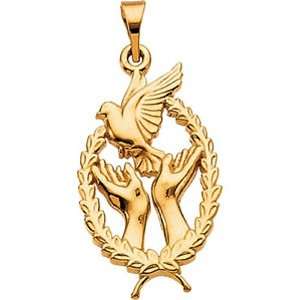  14K Yellow Gold Wings of Remembrance Pendant   31.00x17 