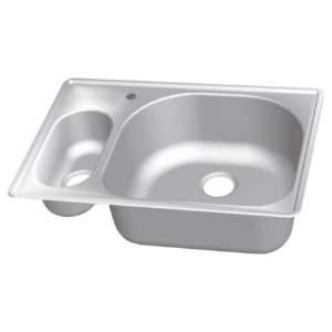   59D Stainless Steel Double Bowl Topmount Sinks 5 1/2 H Small Bowl on