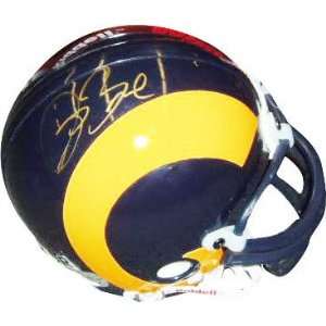 Isaac Bruce St. Louis Rams Autographed Throwback Riddell Mini Helmet 