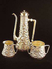 Gorham Sterling Demitasse Tea Set   Rare Turkish Style  