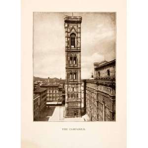  1906 Print Campanile Bell Tower Basilica Santa Maria 
