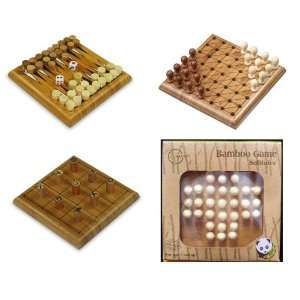  ECO Brainteaser Bamboo Wood Strategy Board Games   4 sets 