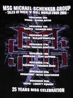 MSG MICHAEL SCHENKER SCORPIONS ASIA TOUR 2006 T SHIRT  