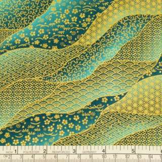 JAPANESE ORIENTAL SEA FLOWER ASIAN ART 100% COTTON CLOTH QUILT FABRIC 