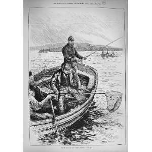  1884 Trout Fishing Loch Leven Anglers Fish Nets Sport 