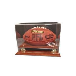 Baltimore Ravens Wood Finished Acrylic with Gold Risers Football 