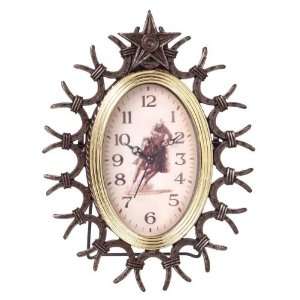  Gift Corral Clock W/Horseshoes & Cowboy