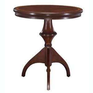   Warm Cherry Round End Table with Tri Legged Base