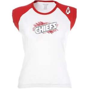  Kansas City Chiefs Womens White/Red Game Paint Cropped 
