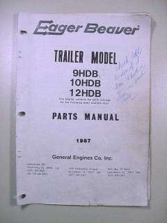 Parts manual for Eager Beaver Trailer Models 9HDB, 10HDB and 12HDB 