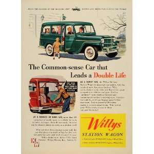  1954 Ad Willys Overland Station Wagon Family Car DeLuxe 