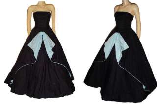 VINTAGE MIKE TAFFETA STRAPLESS CUTAWAY EVENG GOWN  