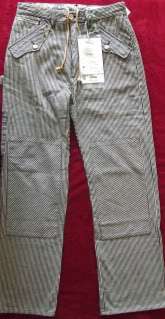 Mens TRIKO 30 X 32 RIO BLACK & WHITE STRIPED CARPENTER PANT Pants 