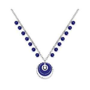   Licensed Indianapolis Colts Game Day Necklace W/ Blue Glass Bead