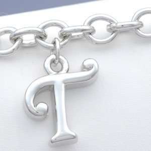  Sterling Silver Initial Bracelet T Jewelry