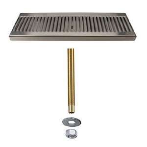 Kegco 16 Beer Drip Tray Stainless Steel Surface Mount with Drain 