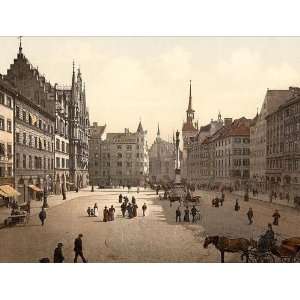  Vintage Travel Poster   Marienplatz Munich Bavaria Germany 