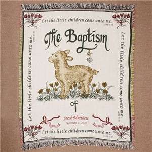 Personalized Embroidered Baby Baptism Blanket Throw  