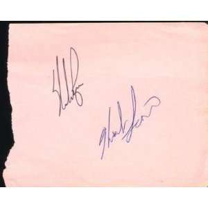 Nolan Ryan & Herb Score Autographed 5x4 Vintage Cut Paper Rangers Rare 