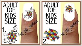 AUTISM PUZZLE RIBBON♥ Nail ART Decals•YOU CHOOSE  