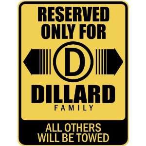     RESERVED ONLY FOR DILLARD FAMILY  PARKING SIGN