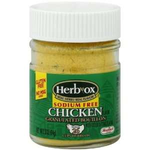 Herbox Granular Sodium Free Chicken Bouillon, 3.3 Ounce (Pack of 12 