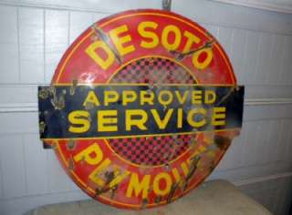 Old Desoto Plymouth Porcelain Auto Dealer GM Gas Motor Oils Dealership 