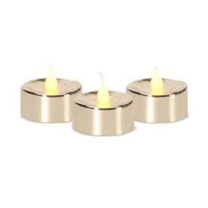  Tea Light Candles, Flickering Amber LED Flame, Metallic 