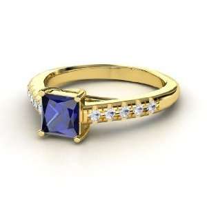  Avenue Ring, Princess Sapphire 14K Yellow Gold Ring with 