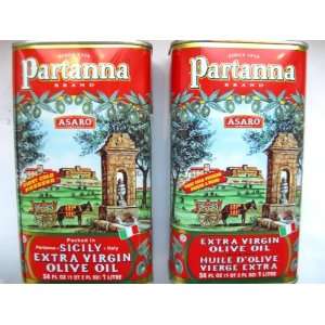 Partanna Extra Virgin Olive Oil 1 Liter (34 ounce) Can (Pack of 2 