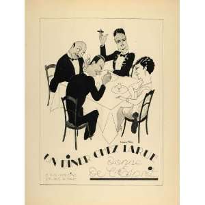  1928 Lithograph Art Deco Dinner Chez Larue Pierre Fau 