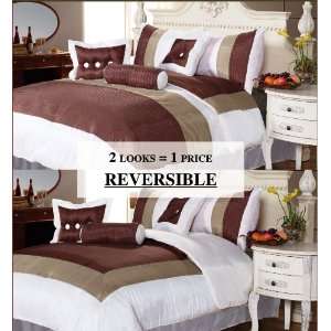  7 Piece Christie Reversible Sage / Beige / Brown Comforter 