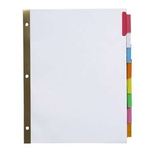 com Insertable Tab Index Dividers, White with Multi Color Tabs, 8 Tab 