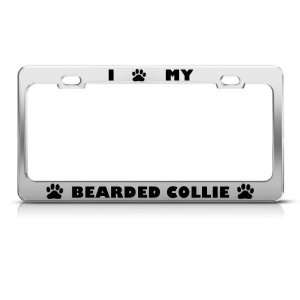  Bearded Collie Dog Dogs Chrome Metal license plate frame 