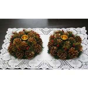 5½ Diam Pinecone Candle Holders   Set of 2 Case Pack 60 