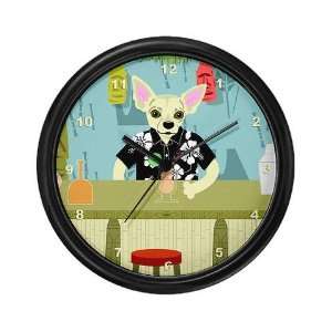  Chihuahua Tiki Bar Funny Wall Clock by 